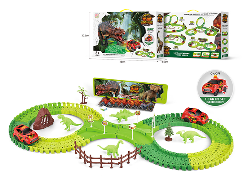 114PCS Dinosaur Soft Rail Car