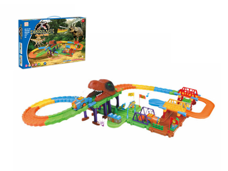 109PCS B/O Dinosaur World Intelligence Train Track Block With Light And Music