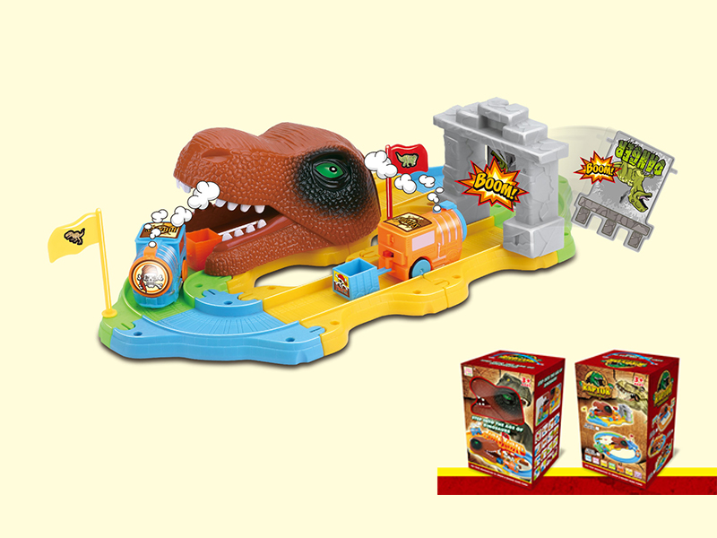 16PCS Dinosaur Catapulting Small Train Track Building Blocks