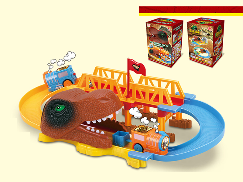 29PCS Dinosaur Passes Through Small Train Track Building Blocks
