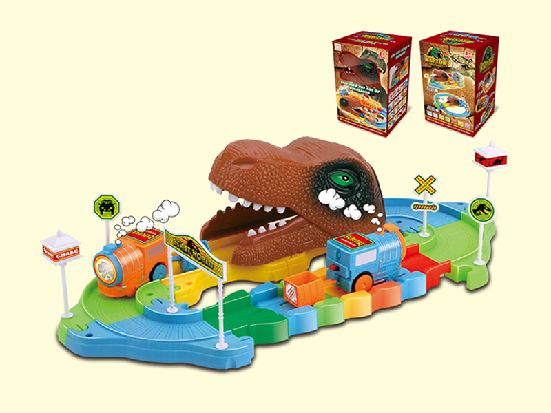 20PCS Dinosaur Passes Through Small Train Track Building Blocks