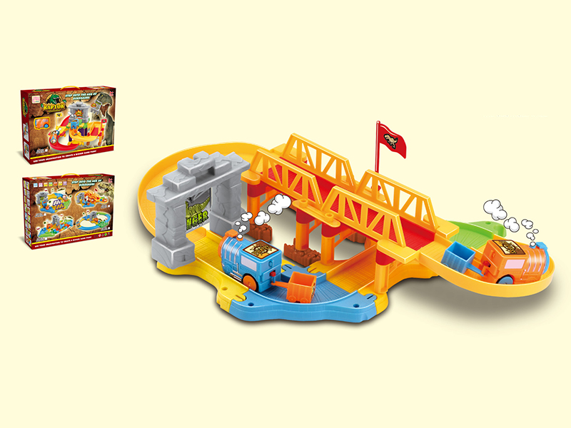 27PCS  Dinosaur Catapulting Small Train Track Building Blocks