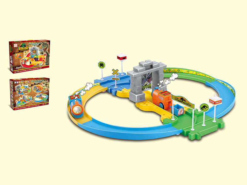19PCS  Dinosaur Catapulting Small Train Track Building Blocks
