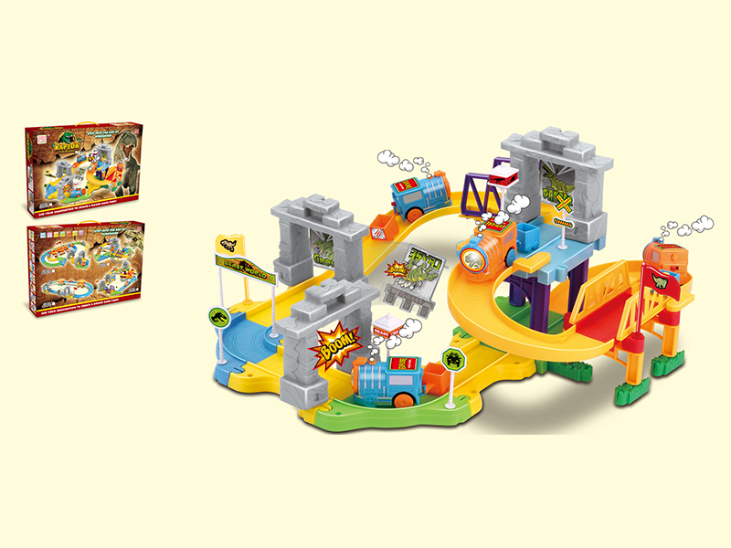 36PCS  Dinosaur Catapulting Small Train Track Building Blocks