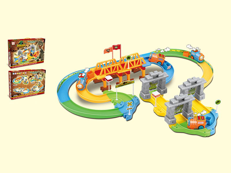53PCS  Dinosaur Catapulting Small Train Track Building Blocks