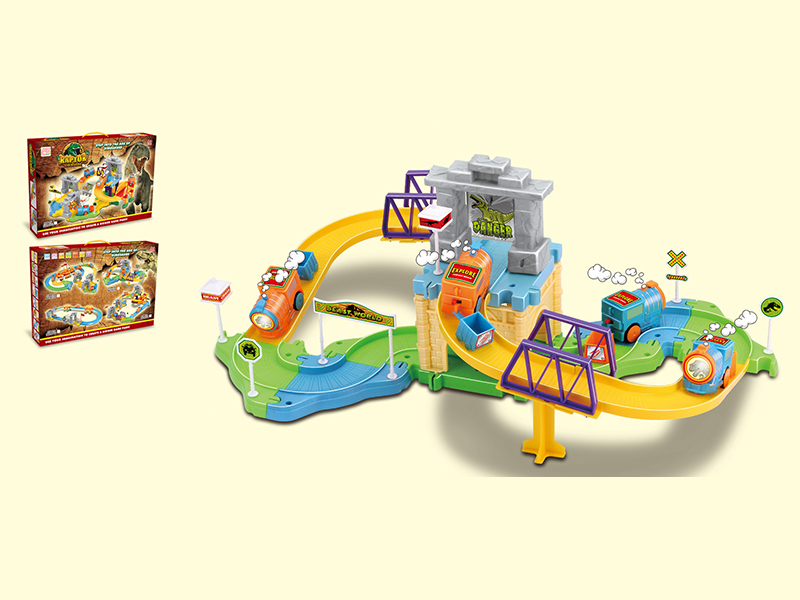 27PCS  Dinosaur Catapulting Small Train Track Building Blocks