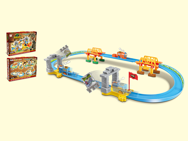 43PCS  Dinosaur Catapulting Small Train Track Building Blocks