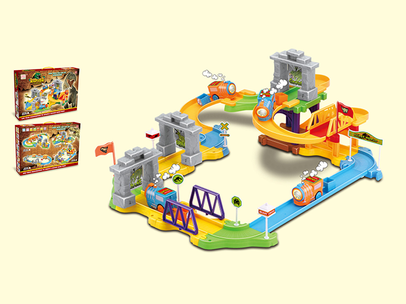 39PCS  Dinosaur Catapulting Small Train Track Building Blocks