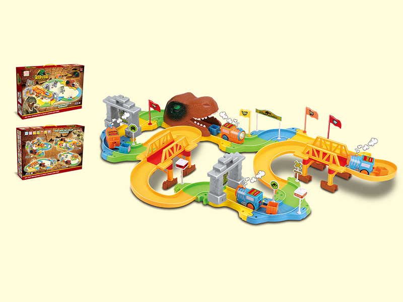 49PCS  Dinosaur Catapulting Small Train Track Building Blocks
