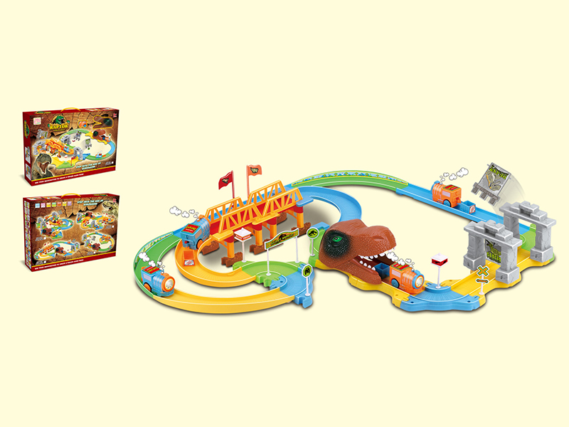 53PCS  Dinosaur Catapulting Small Train Track Building Blocks