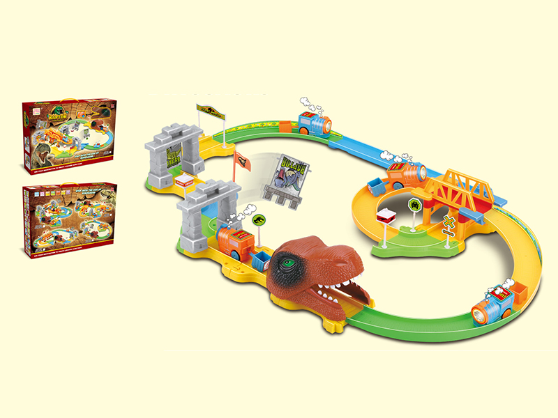 37PCS  Dinosaur Catapulting Small Train Track Building Blocks