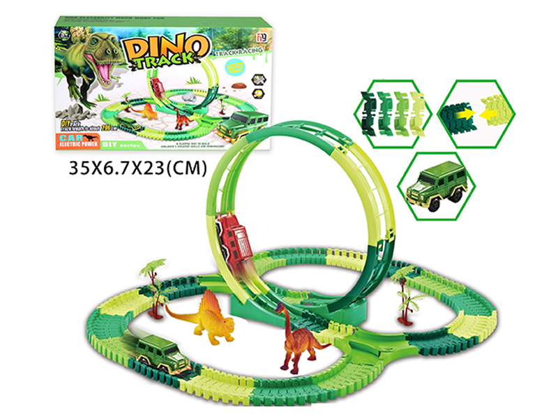 B/O 360 ° Dinosaur Versatile Rail Car With Light