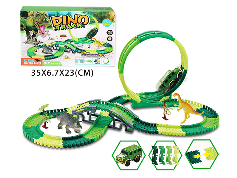 B/O 360 ° Dinosaur Versatile Rail Car With Light