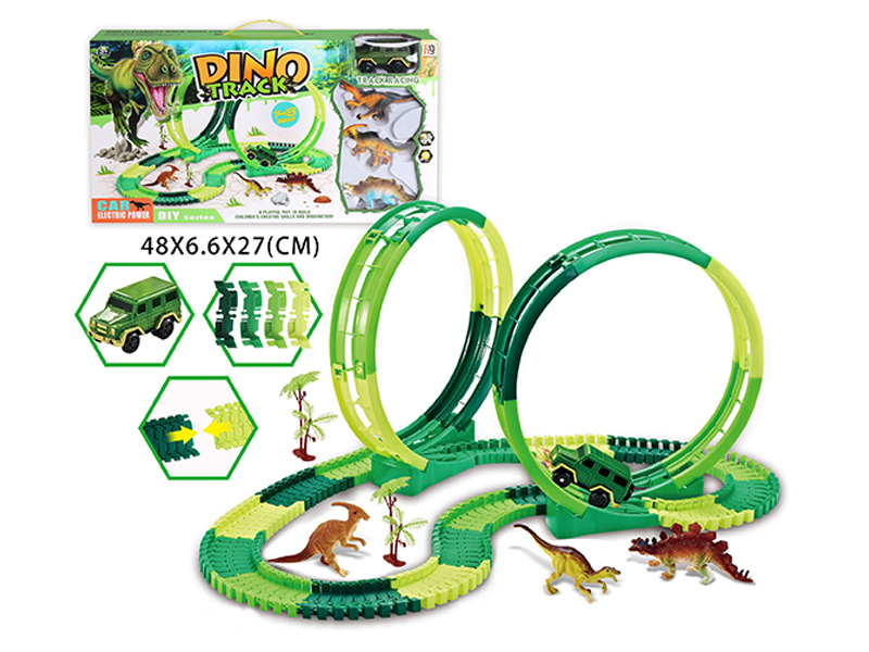 B/O 360 ° Dinosaur Versatile Rail Car With Light