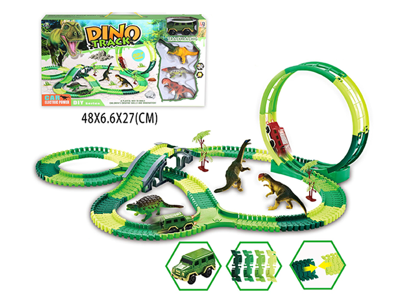 B/O 360 ° Dinosaur Versatile Rail Car With Light