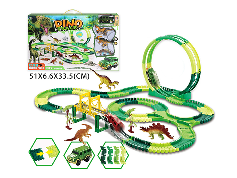 B/O 360 ° Dinosaur Versatile Rail Car With Light