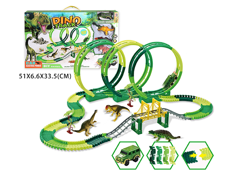 B/O 360 ° Dinosaur Versatile Rail Car With Light