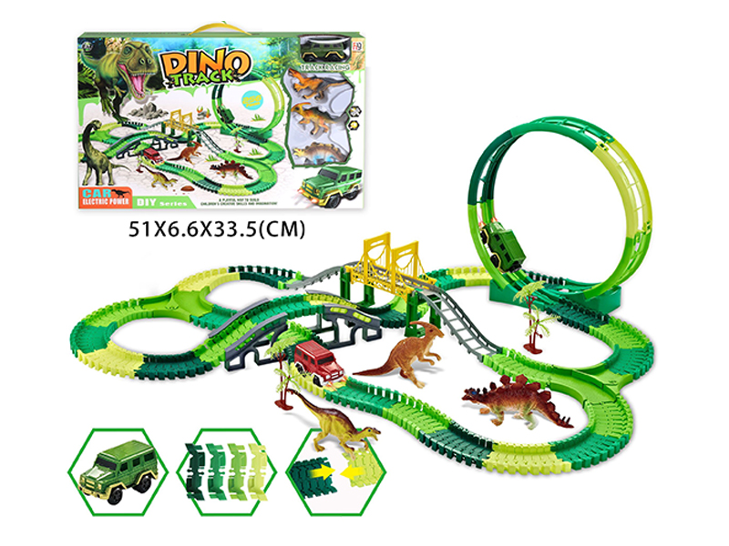 B/O 360 ° Dinosaur Versatile Rail Car With Light