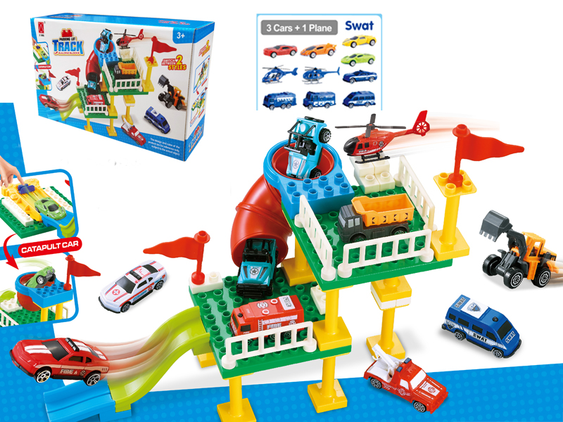 Building Block Double Deck Parking Lot Ejection Racing Special Police Team