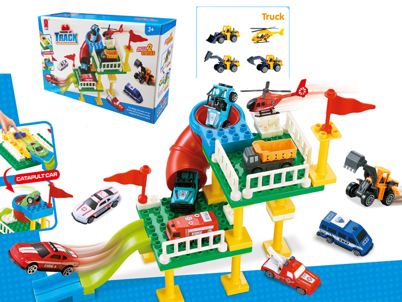 Building Block Double Deck Parking Lot Ejection Racing Engineering Team