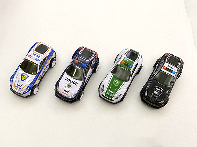 4PCS Pull Back Painted Gull Police Cars