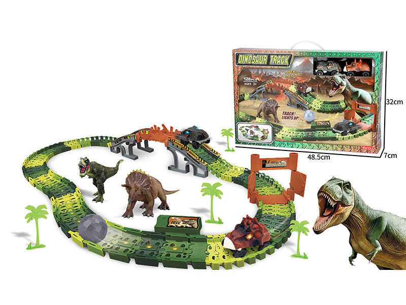 B/O Assembling Dinosaur Rail Car With Light Music