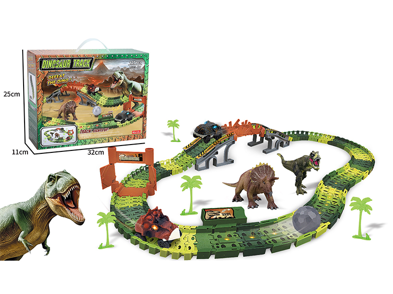 B/O Assembling Dinosaur Rail Car With Light Music
