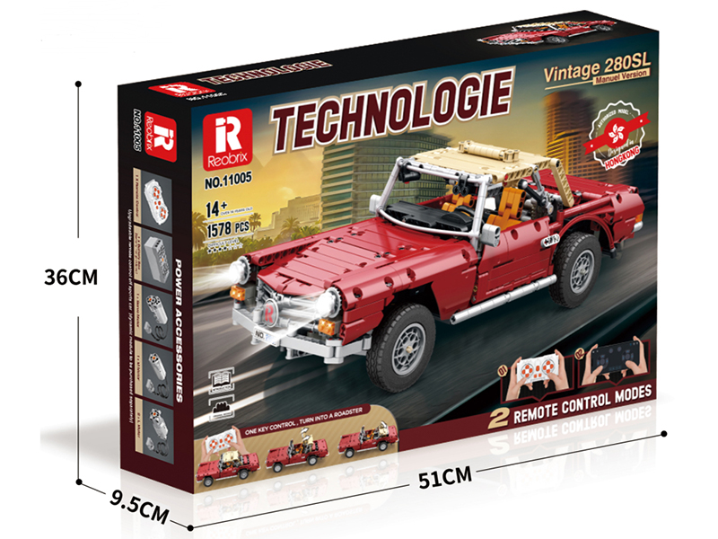 Remote Control Vintage Car 280SL Building Blocks Dynamic Version 1578PCS