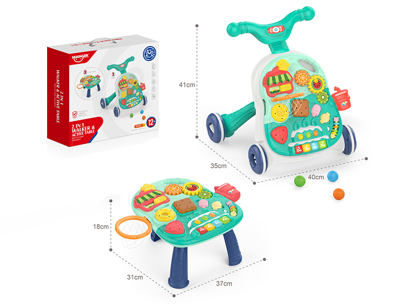 2 In 1 Walker & Active Table(Green)