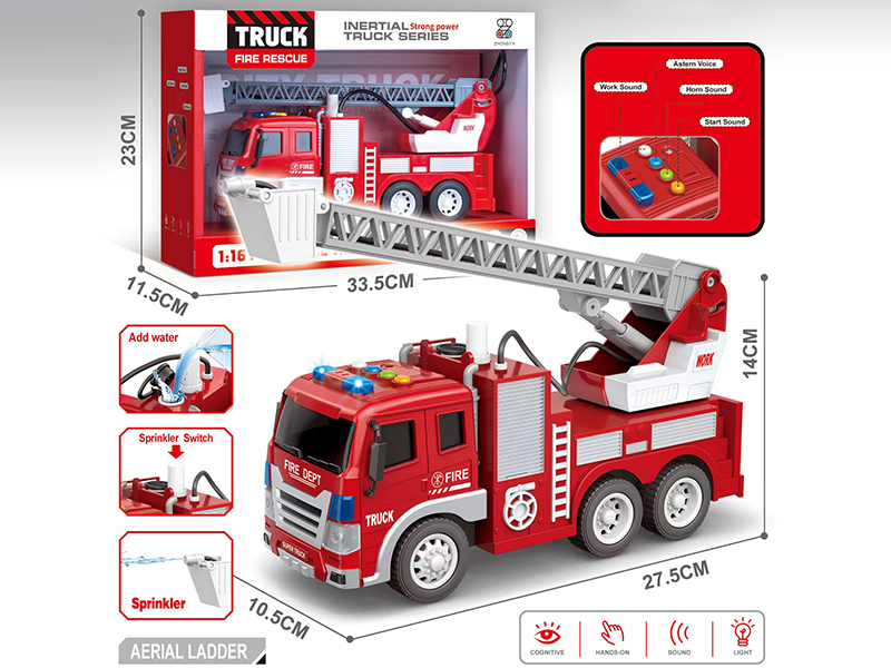 1:16 Friction Fire Engine(Four Keys With Light And Music,Water Spray Function)