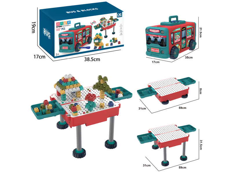 332PCS DIY Puzzle Assembly Deformation Bus