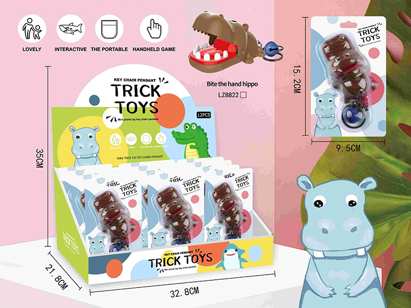Mini Bite The Hand Hippo Prank Game Key Chain Pendant 12pcs
