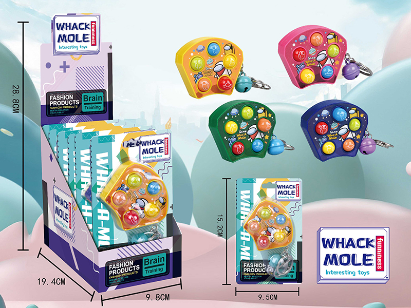 Mini Whack-A-Mole Game Console Keychain Pendant 6pcs