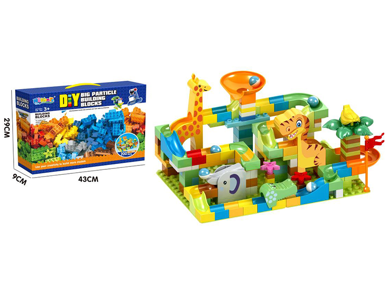 200PCS Dinosaur Slideway Building Blocks + Base Plate (2 Pieces 12*16)