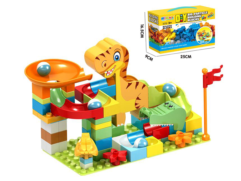 104PCS Dinosaur Slideway Building Blocks + 2 Pieces 8*8 Base Plate