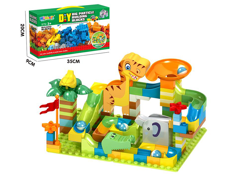 140pcs Dinosaur Slideway Building Blocks + 2 Pieces 10*14 Base Plate