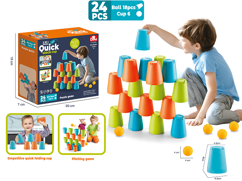 3 In 1 Blocks Pitching Game Quick Stack Cup
