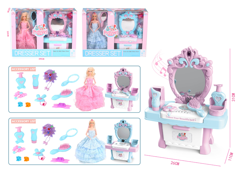 Mini Dressing Table With Light Music And Doll