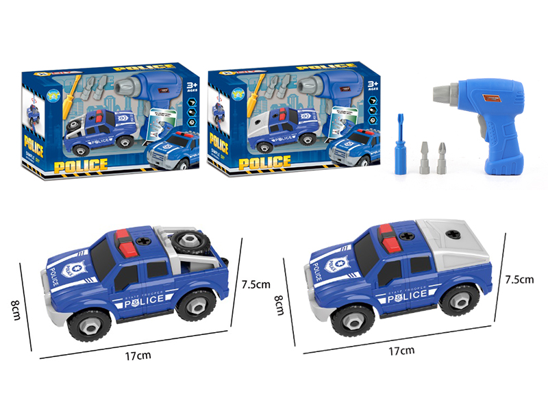 DIY Assembly Friction Police Jeep + Electric Drill