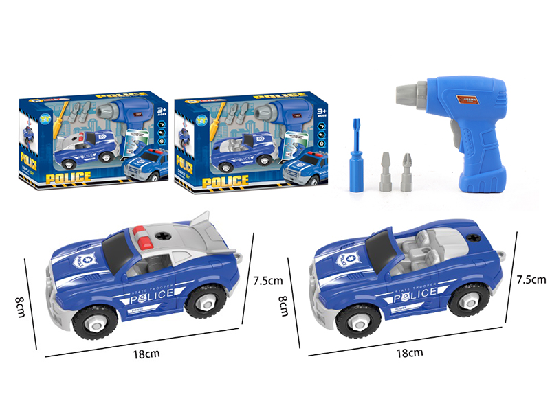 DIY Assembly Friction Police Sports Car + Electric Drill