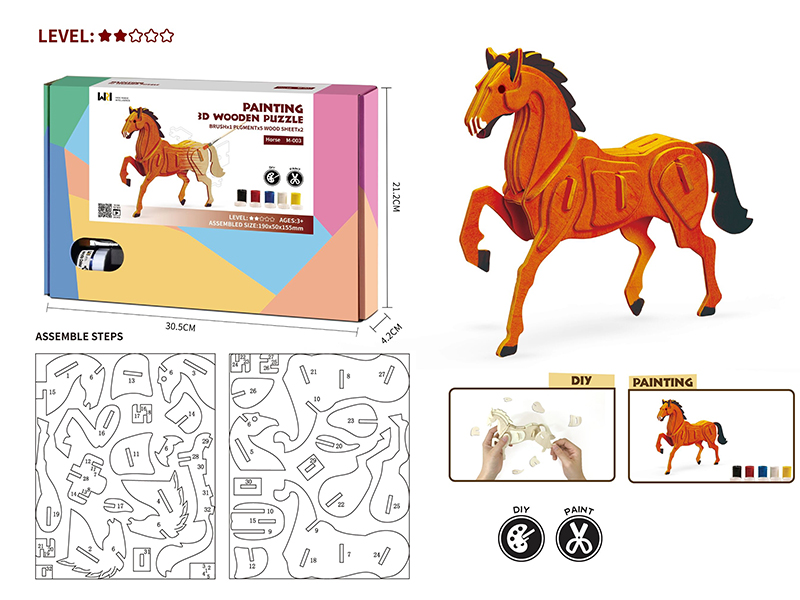 Painting 3D Wooden Puzzle - Horse