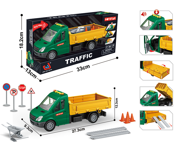 1:14 Friction Road Construction Truck(Sound,Light,Multifunctional)