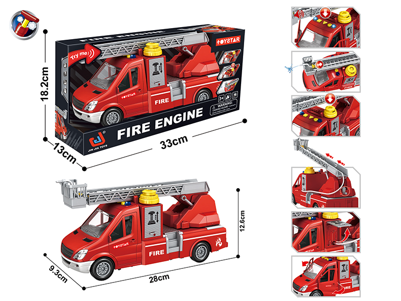 1:14 Friction Fire Engine(Sound,Light,Spray,Pump,Multifunctional)