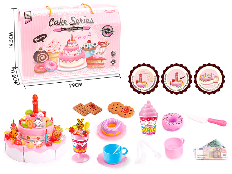 112pcs DIY Cutting Cake Set With Light And Music