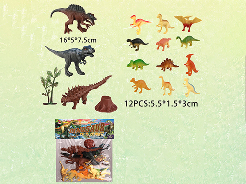 Dinosaur Set (3 Large Dinosaurs +12 Small Dinosaurs + Tree + Tree Head)