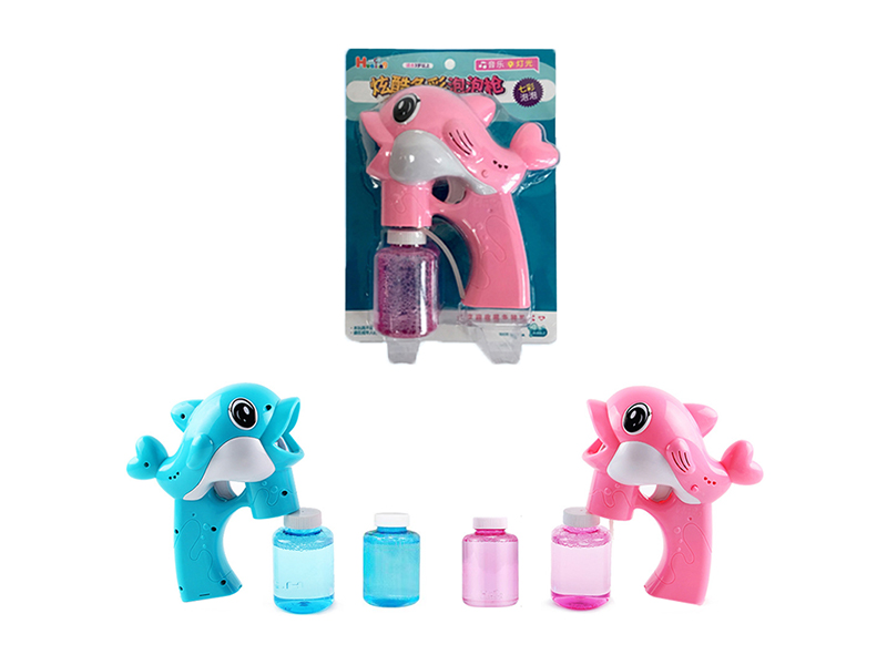 Q Dolphin Bubble Gun With A Bottle Of 130Ml Water (With Light Music)