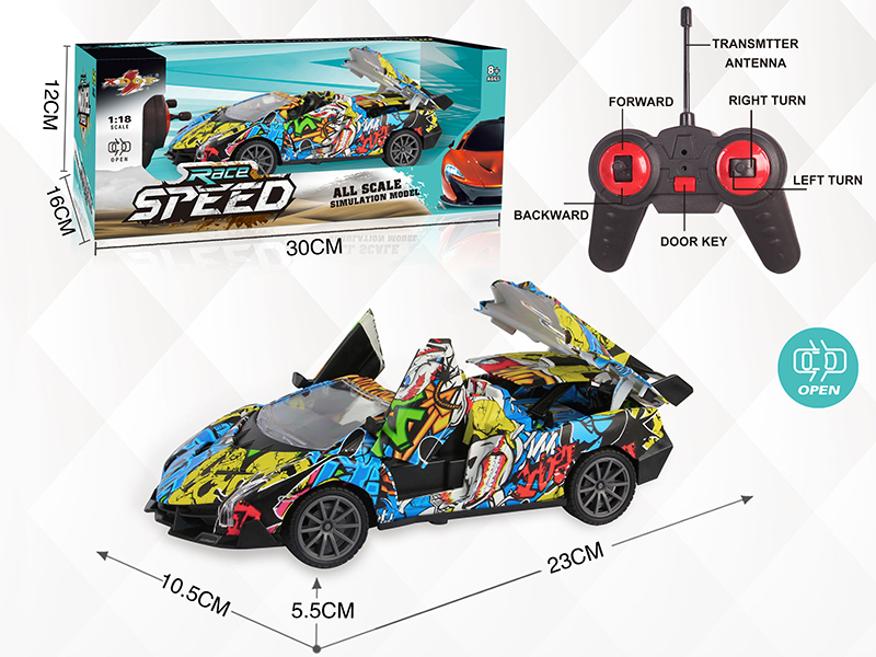 1:18 5-Channle Remote Control Graffiti Convertible Car With Opening Door,Headlights