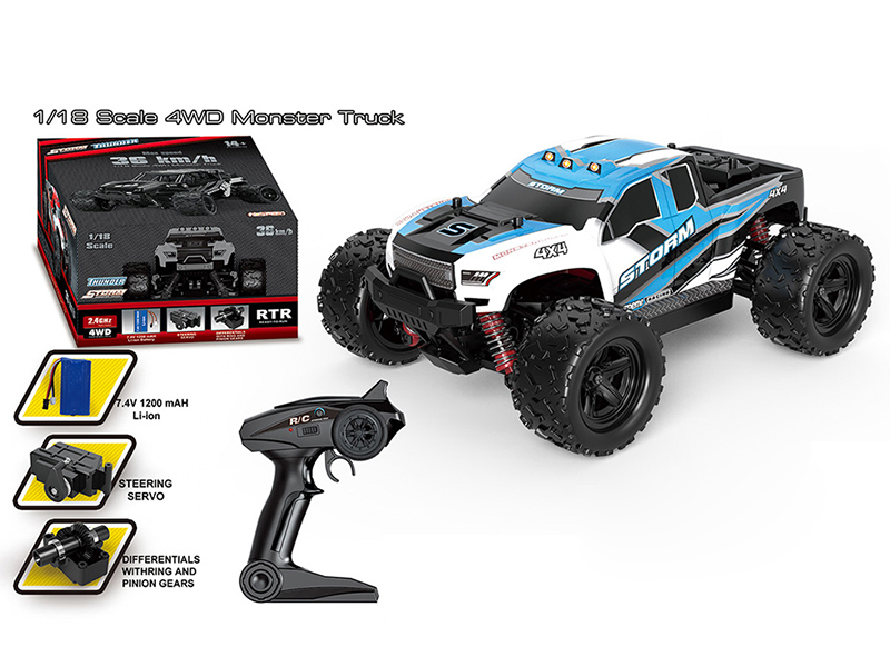 1:18 2.4G Remote Control 4WD High Speed Monster Truck