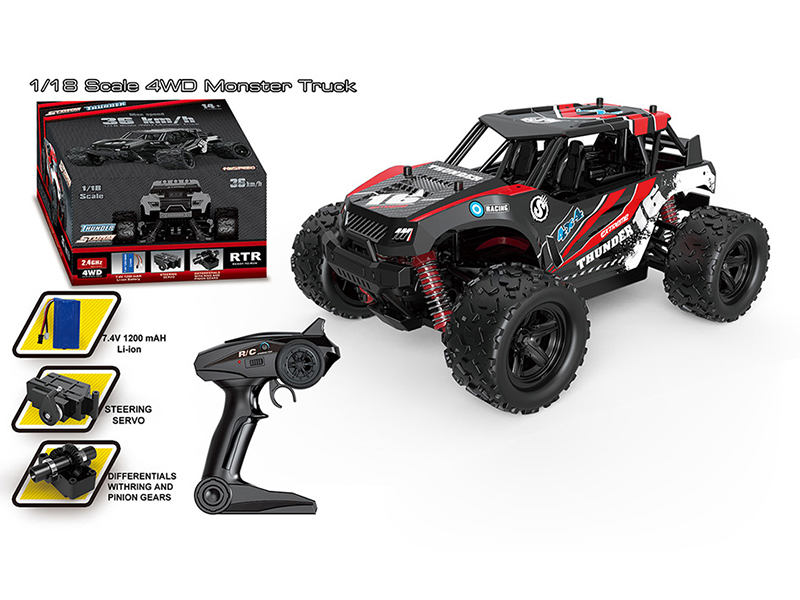 1:18 2.4G Remote Control 4WD High Speed Monster Truck