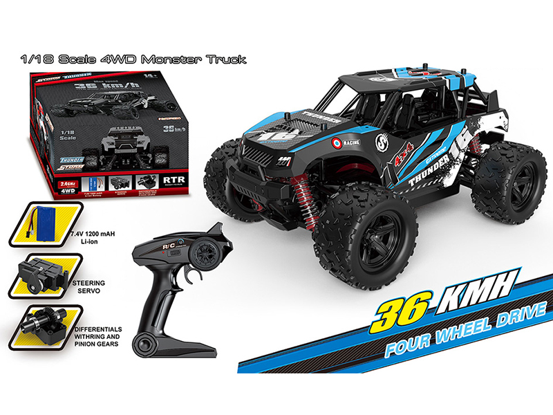1:18 2.4G Remote Control 4WD High Speed Monster Truck